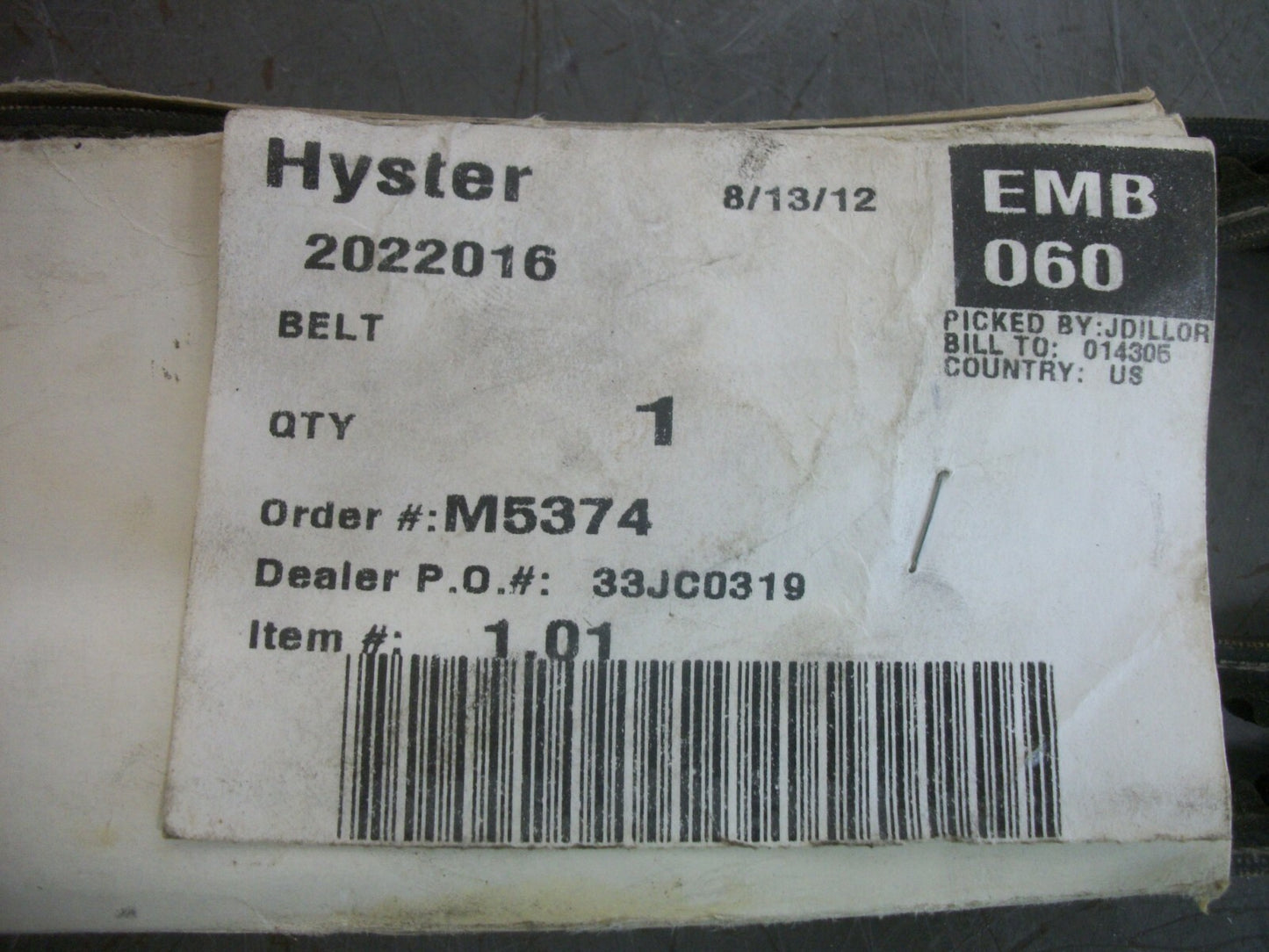 HYSTER FAN BELT 2022016 NEW