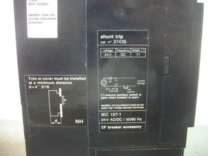 MERLIN GERIN COMPACT CF 250NA CIRCUIT BREAKER 37018 250AMP 480VOLT 3POLE