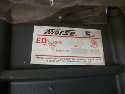 MORSE 20:1 RATIO GED REDUCER WORM GEAR SPEED REDUCER MJ8034 18 GED 20 R 56C NIB