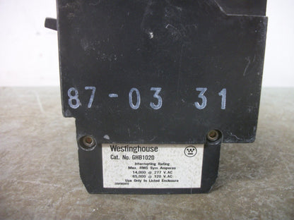WESTINGHOUSE LOT OF 5 GHB CIRCUIT BREAKERS GHB1020 20AMP 277VOLT 1POLE