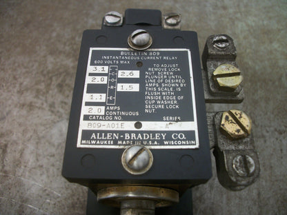 ALLEN-BRADLEY INSTANTANEOUS TRIP RELAY 809-A01E 2AMP 600VOLT
