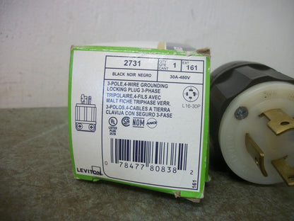 LEVITON PLUG 2731 30AMP 480VOLT 3POLE 4WIRE GROUND NIB
