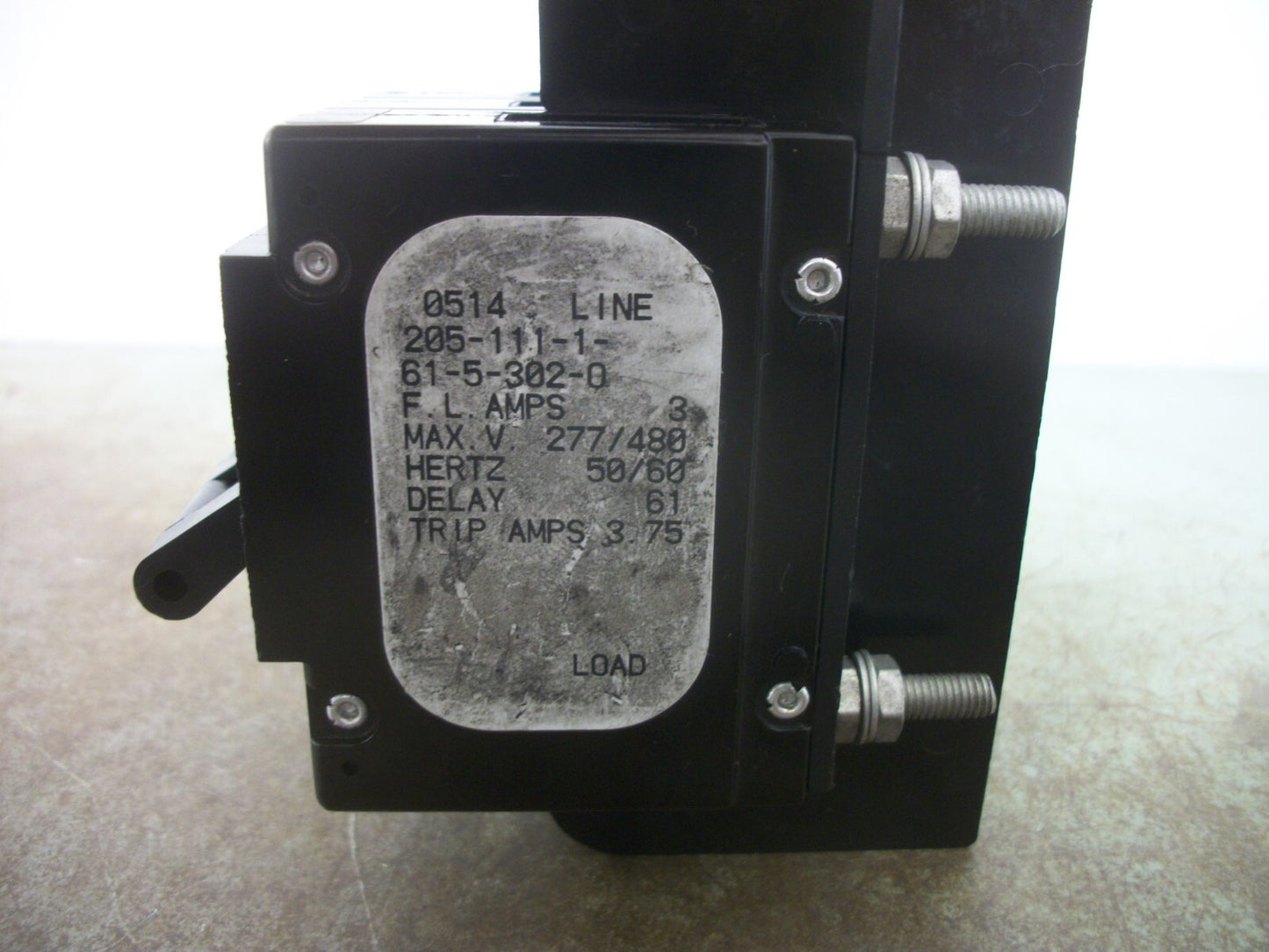 AIRPAX CIRCUIT BREAKER 205-111-1-61-5-302-0 3AMP 277/480VOLT 3POLE NOB