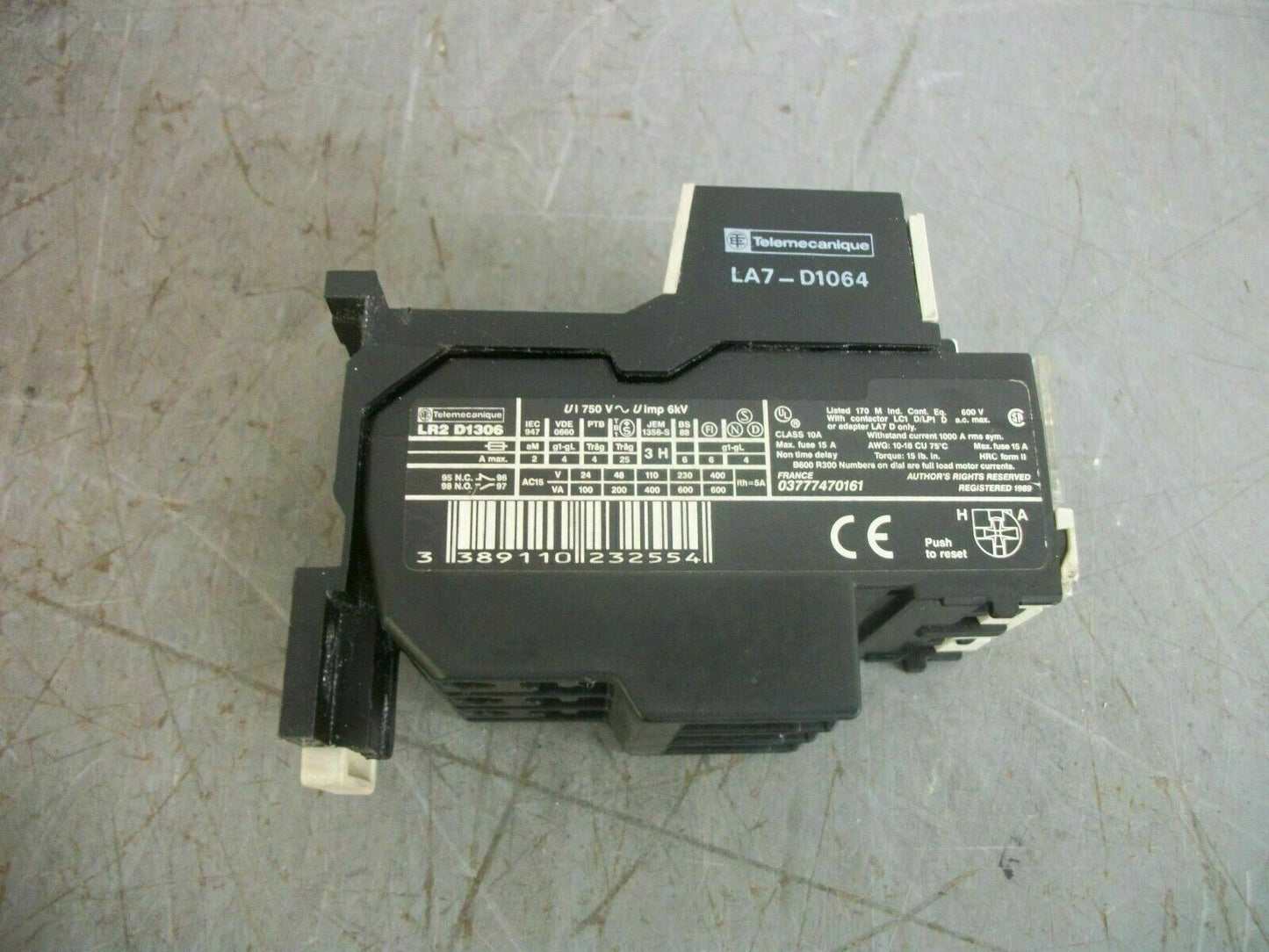 TELEMECANIQUE THERMAL OVERLOAD RELAY LR2D1306 1.2-1.6AMP