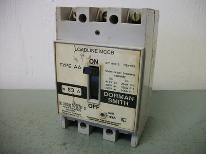 DORMAN SMITH TYPE AA LOADLINE MCCB CIRCUIT BREAKER 63AMP 415VOLT 3POLE