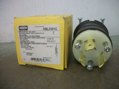 HUBBELL TWIST-LOCK PLUG HBL3331C 30AMP 125/250VOLT 3P 3W NIB
