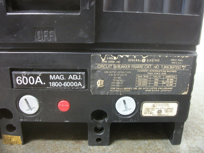 GE TJK CIRCUIT BREAKER TJK636F000 600AMP 600VOLT 3POLE W/600A TRIP