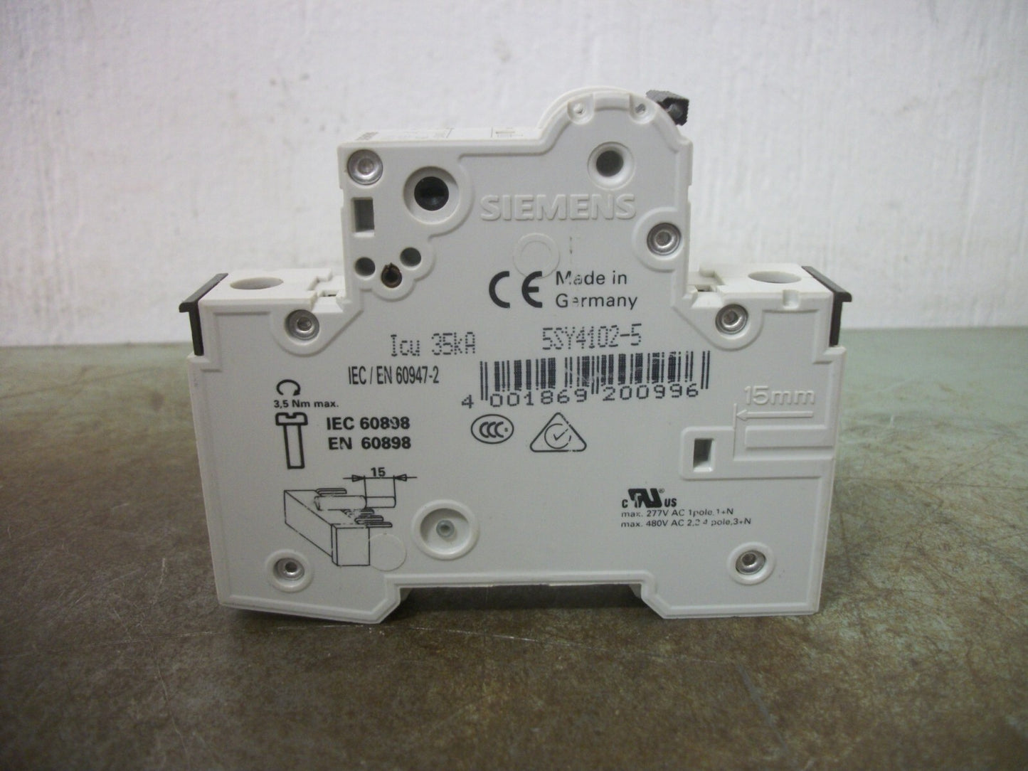 SIEMENS MINI CIRCUIT BREAKER 5SY41MCBA2 5SY4102-5 2AMP 400VOLT 1POLE