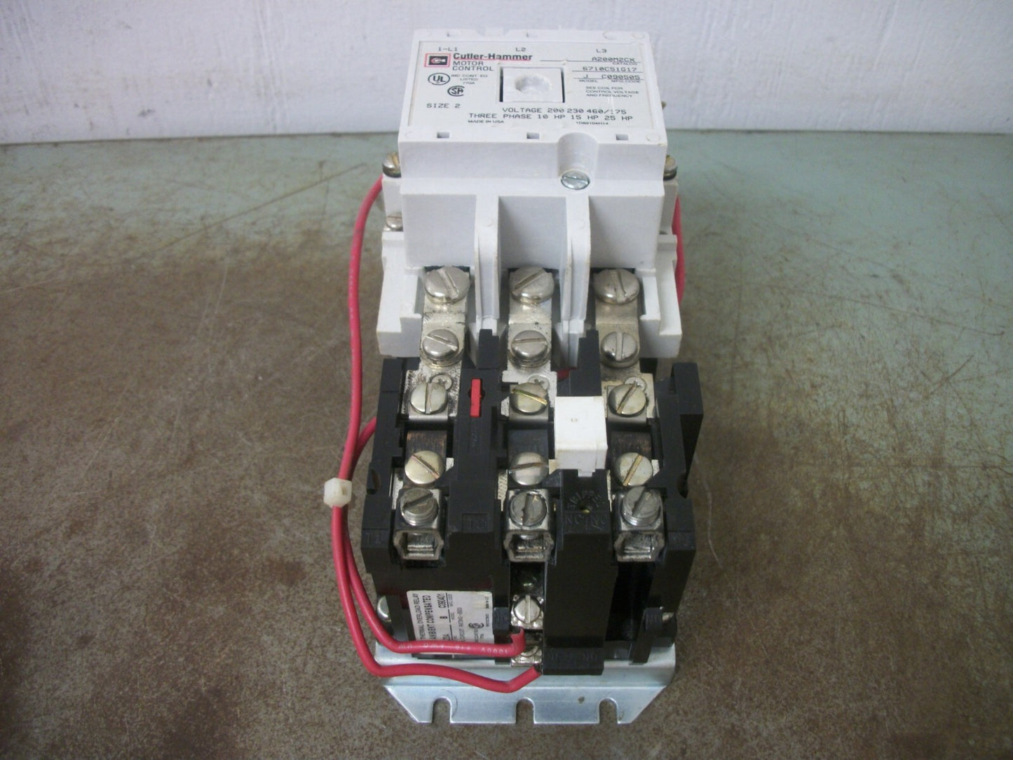 CUTLER-HAMMER SIZE 2 MOTOR STARTER A200M2CX 480VCOIL 3PH 600V 25HP