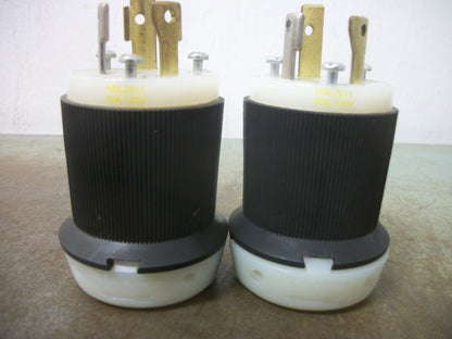 HUBBELL LOT OF 2 TWIST-LOCK PLUGS HBL2611 30AMP 125VOLT 2P 3W GRND