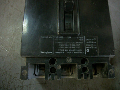 WESTINGHOUSE EHB CIRCUIT BREAKER EHB3020 20AMP 480VOLT 3POLE