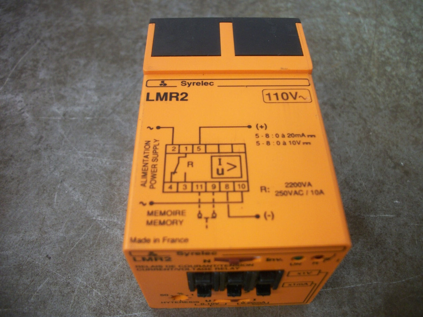 SYRELEC CURRENT/VOLTAGE RELAY LMR2 110VOLT USED