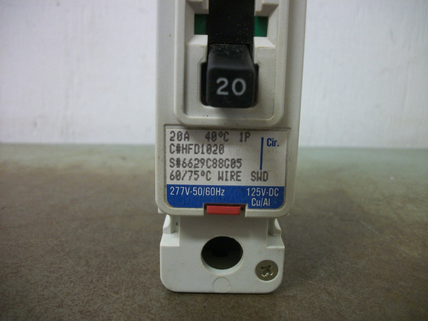 WESTINGHOUSE HFD CIRCUIT BREAKER HFD1020 20AMP 277VOLT 1POLE BLUE