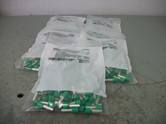 TELEMECANIQUE LOT OF 500 6MM2 12MM 10 AWG GREEN INSUL CABLE ENDS DZ5CE062 NEW