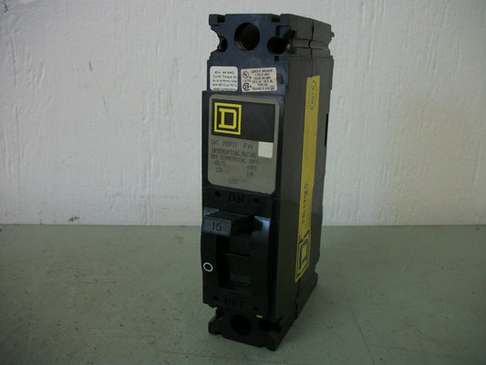 SQUARE D FAL CIRCUIT BREAKER FAL12015 15AMP 120VOLT 1POLE NOB