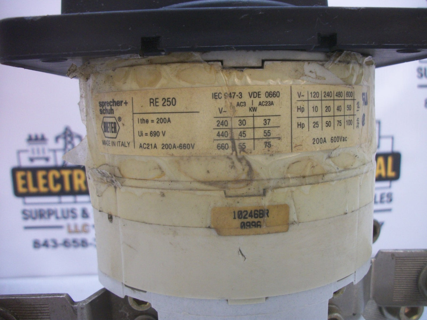 SPRECHER+SCHUH 2-POSITION MAINTAINED ROTARY SWITCH RE250 200AMP 600VOLT