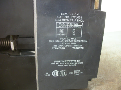 SYLVANIA SIZE 4 CONTACTOR T77U034 150AMP 120VCOIL 3PH 600V 50HP