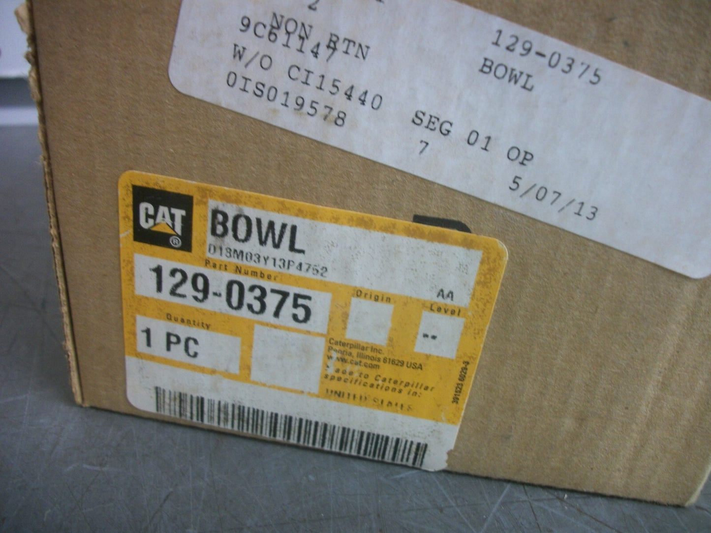 CAT FUEL/WATER SEPARATOR BOWL 129-0375 NIB