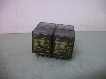 SQUARE D LOT OF 4 SERIES A 4PDT MINI GP RELAYS 8501RS24V20 120VCOIL 3AMP