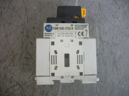 ALLEN-BRADLEY 2-POSITION DISCONNECT SWITCH 194E-E40-1753 40AMP 600VOLT