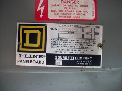 SQUARE D HCW I-LINE LOAD CENTER PANELBOARD HCW0199360-847 800AMP 480VOLT 3PH 3W