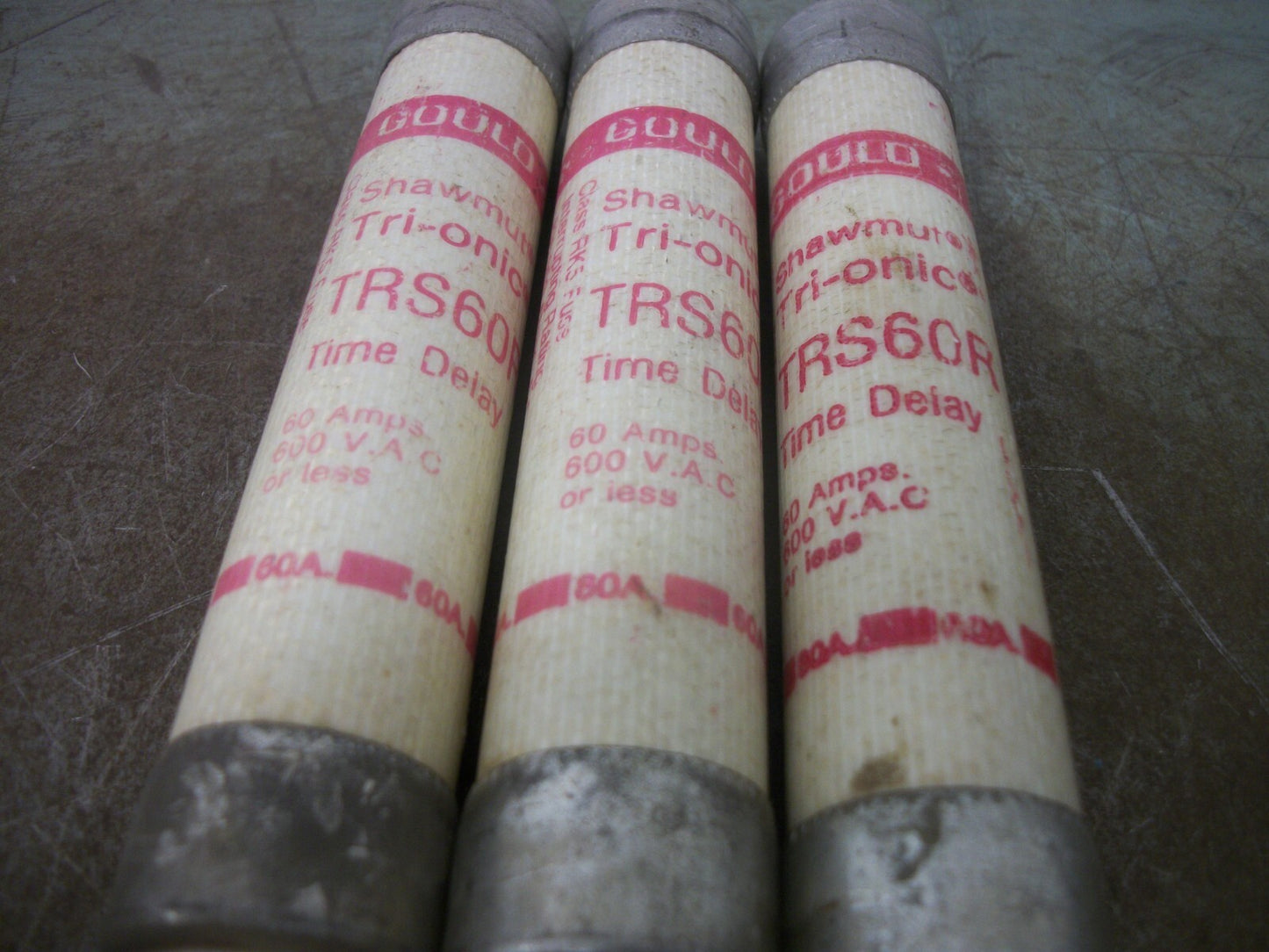 GOULD SHAWMUT LOT OF 3 TRI-ONIC FUSES TRS60R 60AMP 600VOLT