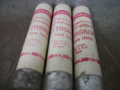 GOULD SHAWMUT LOT OF 3 TRI-ONIC FUSES TRS60R 60AMP 600VOLT