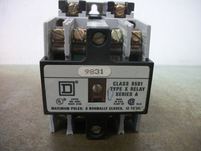 SQUARE D TYPE X CONTROL RELAY 8501XO20 8501X020 120VCOIL