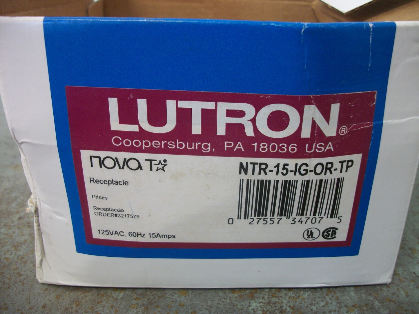 LUTRON NOVA T MATTE TAUPE ORANGE RECEPTACLE NTR-15-IG-OR-TP 15AMP 125VOLT NIB