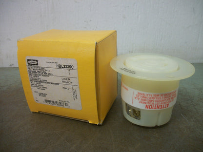 HUBBELL TWIST-LOCK FLANGED RECEPTACLE HBL3335C 30AMP 125/250VOLT 3P 3W NIB