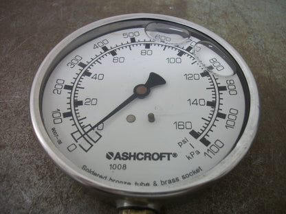 ASHCROFT LIQUID FILLED PRESSURE GAUGE 1008 0-160PSI