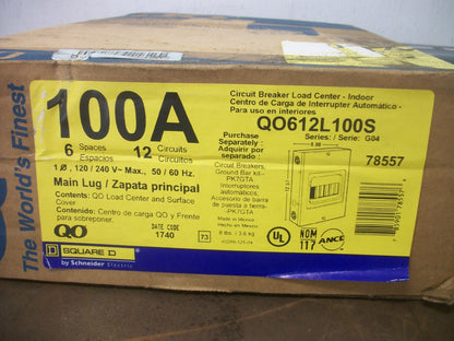 SQUARE D QO LOAD CENTER QO612L100S 100AMP 120/240VOLT 1PH NIB