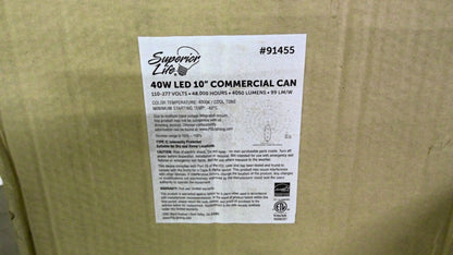 SUPERIOR LIFE 40W LED 10" COMMERCIAL CAN 91455 110-277V 4050 LUMEN 4000K NIB