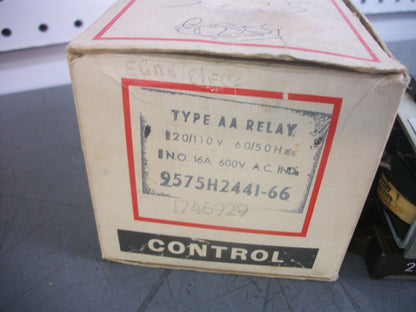 CUTLER-HAMMER TYPE AA RELAY 2575H2441-66 120VCOIL 16AMP 600V 2POLE NIB