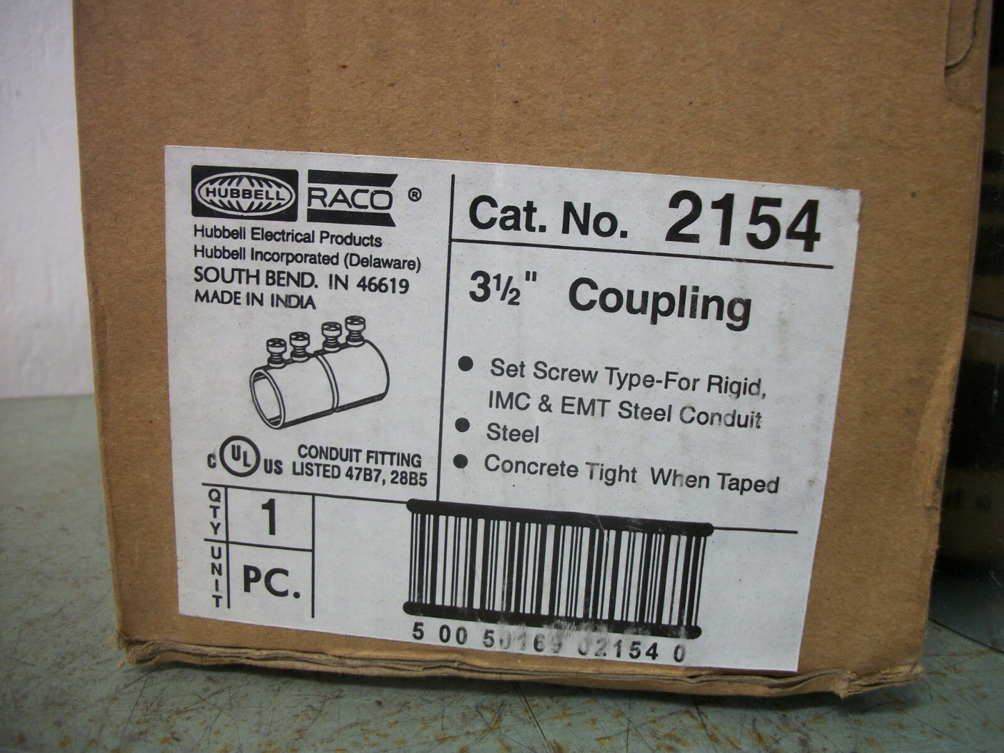 HUBBELL 3-1/2" STEEL EMT/RIGID/IMC COUPLING 2154 NIB