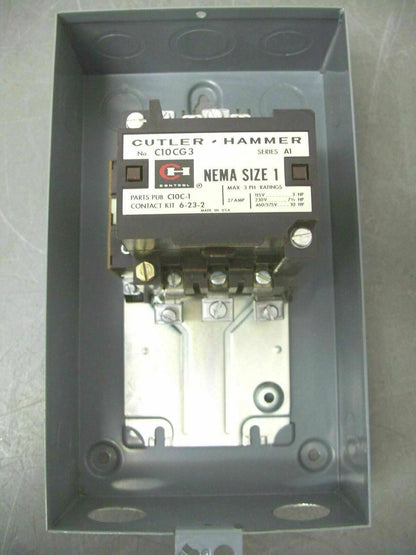 CUTLER-HAMMER ENCL SIZE 1 CONTACTOR C10CG3 120VCOIL 3PH 600VOLT 10HP